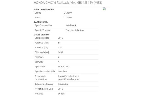 honda civic berl. 5 (ma/mb) del año 1998