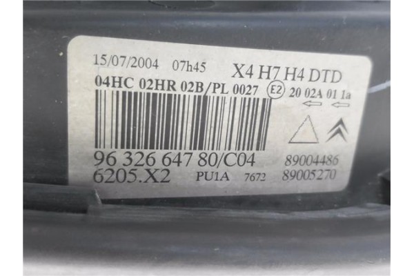 Recambio de faro delantero dcho para citroen c5 berlina 2.0 hdi referencia OEM IAM 9632664780 89004486 