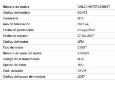 opel zafira b del año 2007