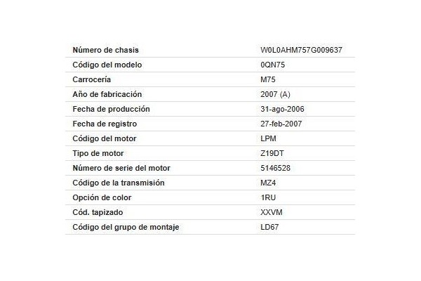 opel zafira b del año 2007