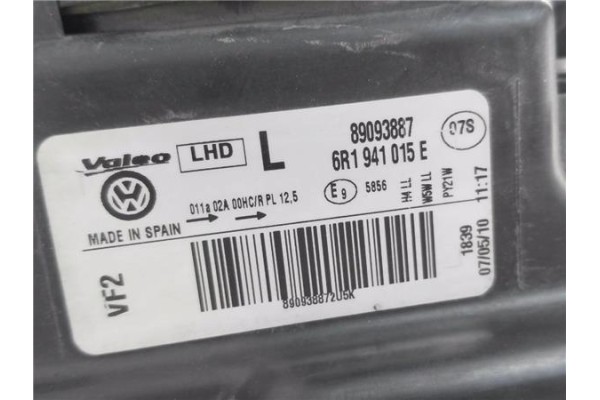 Recambio de faro delantero izquierdo para volkswagen polo v (6r1) 1.4 advance referencia OEM IAM 6R1941015E 89093887 