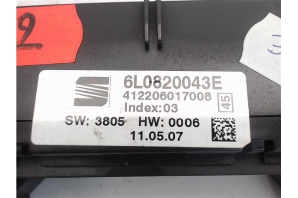 Recambio de mandos climatizador para seat ibiza (6l1) referencia OEM IAM (6L0820043E) (412206017008) 