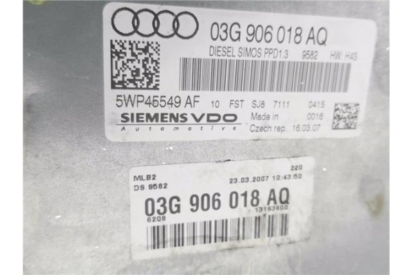 Recambio de centralita para audi a4 berlina (8e) 2.0 tdi (dpf) (125kw) referencia OEM IAM 03G906018AQ 5WP45549AF 