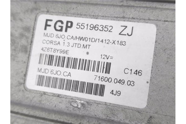 Recambio de centralita para opel corsa c 1.3 cdti referencia OEM IAM 55196352ZJ 7160004903 