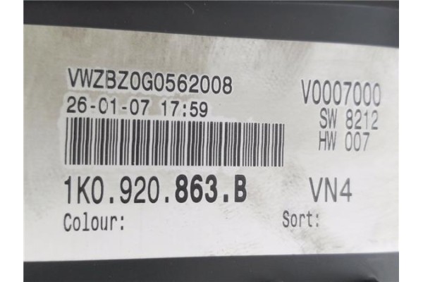 Recambio de cuadro completo para volkswagen golf v plus (5m1) 2.0 tdi 16v referencia OEM IAM 1K0920863B V0007000 