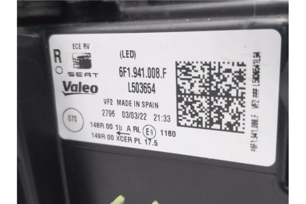 Recambio de faro delantero dcho para seat ibiza (kj1) 1.0 fr referencia OEM IAM 6F1941008F L503654 
