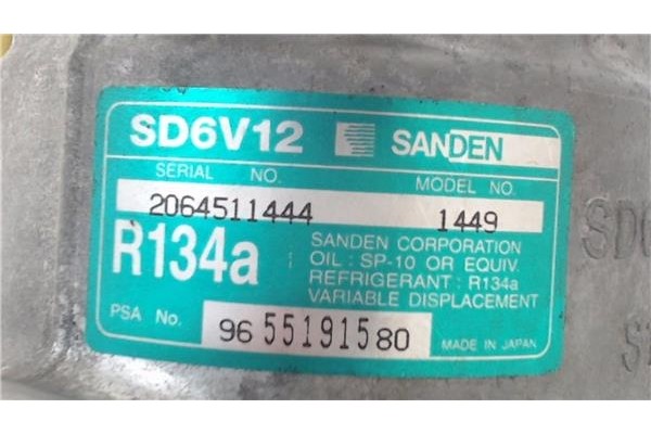 Recambio de compresor aire acond. para peugeot 206 cc cabrio-coupé 1.6 cc referencia OEM IAM 2064511444 9655191580 