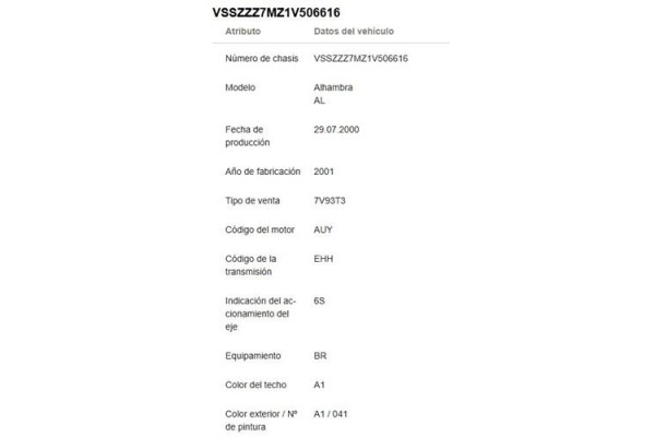 seat alhambra (7v9) del año 2000