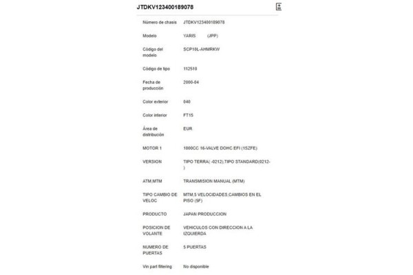 toyota yaris (ncp1/nlp1/scp1) del año 2000