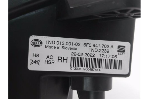 Recambio de faro antiniebla derecho para seat ibiza (kj1) 1.0 fr referencia OEM IAM 6F0941702A 1ND01300102 