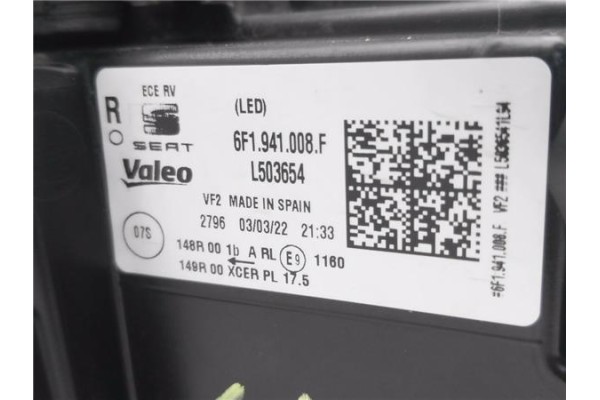 Recambio de faro delantero dcho para seat ibiza (kj1) 1.0 fr referencia OEM IAM 6F1941008F L503654 