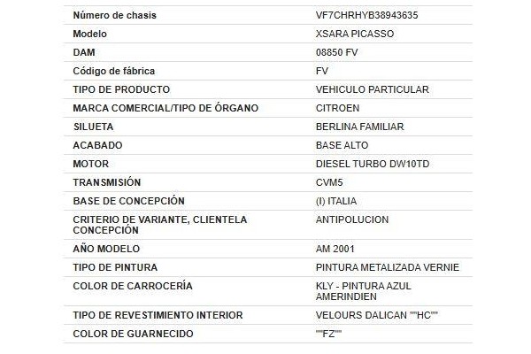 citroen xsara picasso del año 2001