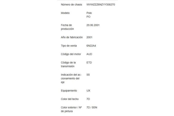 volkswagen polo iii berlina (6n2) del año 2001