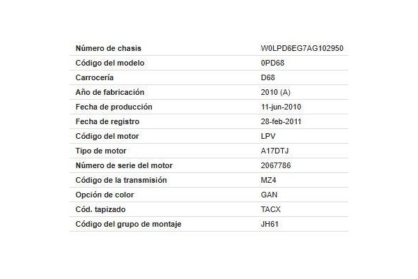 opel astra j del año 2011