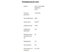 volkswagen golf vii berlina (bq1/be2) del año 2020