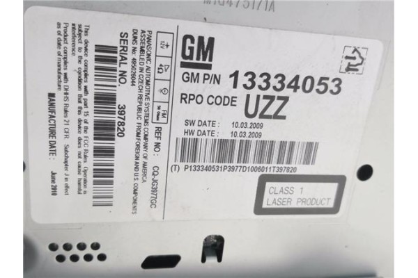 Recambio de autoradio para opel astra j 1.7 cdti referencia OEM IAM 13334053  