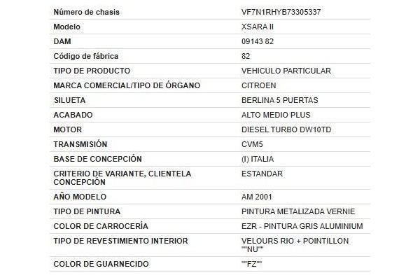 citroen xsara berlina del año 2002