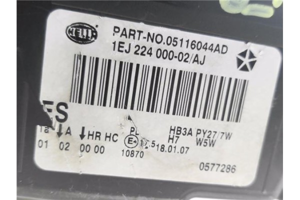 Recambio de faro delantero dcho para chrysler pt cruiser 2.2 crd limited referencia OEM IAM 05116044AD 1EJ22400002AJ 