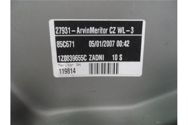 Recambio de mecanismo elevalunas trasero izquierdo para skoda octavia berlina (1z3)(2004) 2.0 tdi 16v referencia OEM IAM 1Z08396