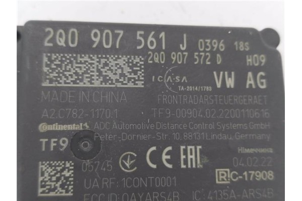 Recambio de sensor distancia frenada y peaton para seat ibiza (kj1) 1.0 fr referencia OEM IAM 2Q0907561J 2Q0907572D 