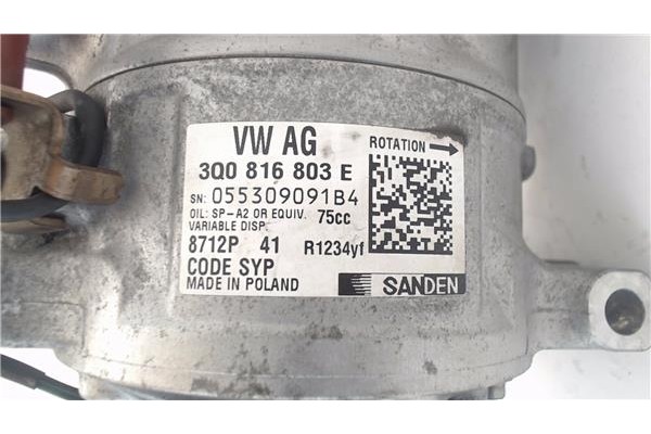 Recambio de compresor aire acond. para seat ibiza (kj1) 1.0 fr referencia OEM IAM 3Q0816803E 055309091B4 