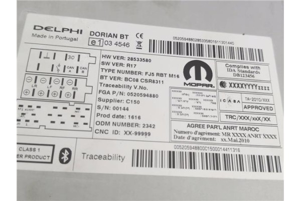 Recambio de autoradio para opel combo d 1.3 selection l2h1 referencia OEM IAM 28533580 520594880 