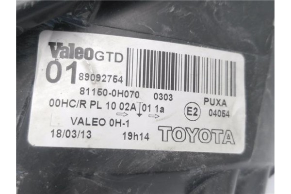 Recambio de faro delantero izquierdo para toyota aygo (kgb/wnb) 1.0 básico referencia OEM IAM 811600H070 89092754 