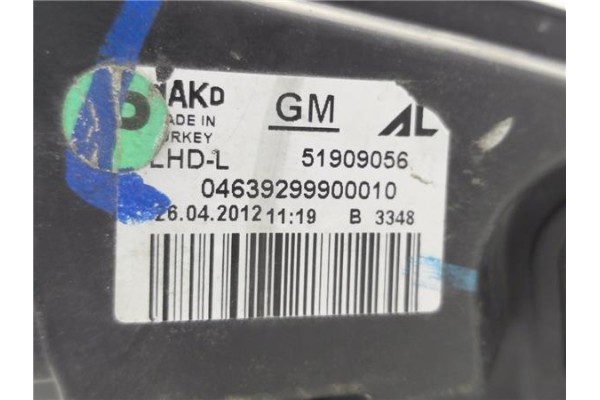 Recambio de faro delantero izquierdo para opel combo d 1.3 selection l2h1 referencia OEM IAM 51909056  