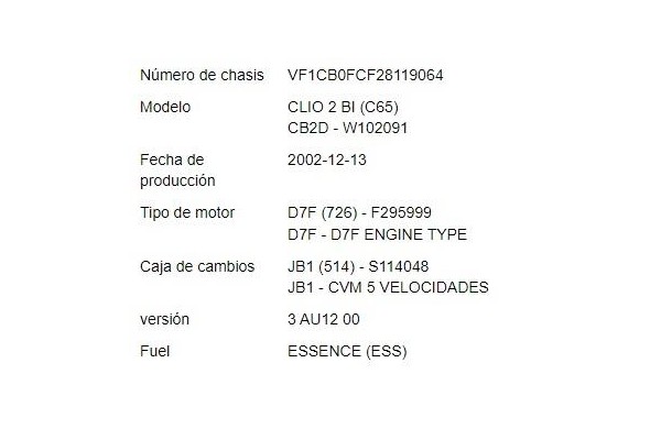 renault clio ii fase i (b/cb0) del año 2003