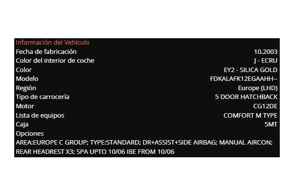 nissan micra (k12e) del año 2003