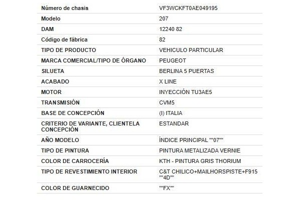 peugeot 207 del año 2010