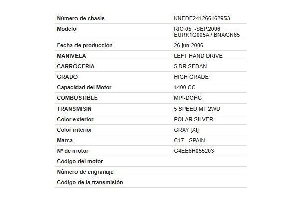 kia rio (jb) del año 2006