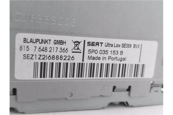 Recambio de autoradio para seat altea (5p1) 1.9 tdi referencia OEM IAM 5P0035153B 8,15765E+12 