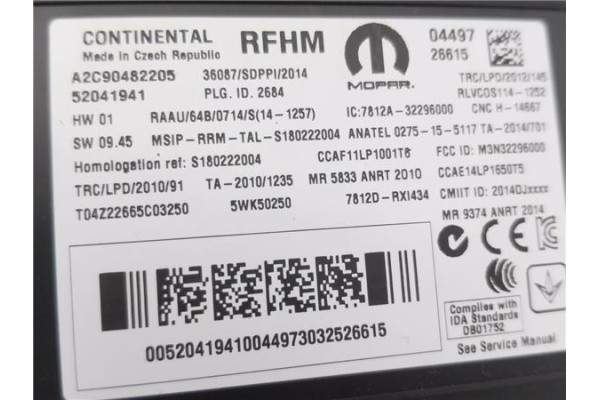 Recambio de modulo electronico para jeep renegade (bu) 1.6 limited fwd referencia OEM IAM 52041941 A2C90482205 