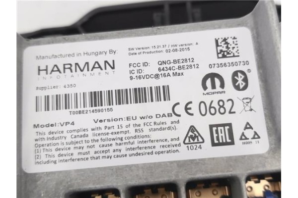 Recambio de navegador para jeep renegade (bu) 1.6 limited fwd referencia OEM IAM 07356350730  