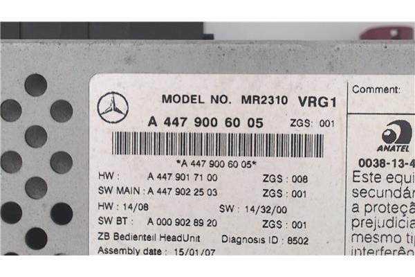 Recambio de autoradio para mercedes-benz vito furgón (447) 2.1 114/116 cdi, 119 cdi/bt 4x4 extralang (447.605) referencia OEM IA