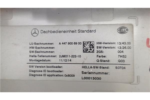 Recambio de luz delantero central techo para mercedes-benz vito furgón (447) 2.1 114/116 cdi, 119 cdi/bt 4x4 extralang (447.605)