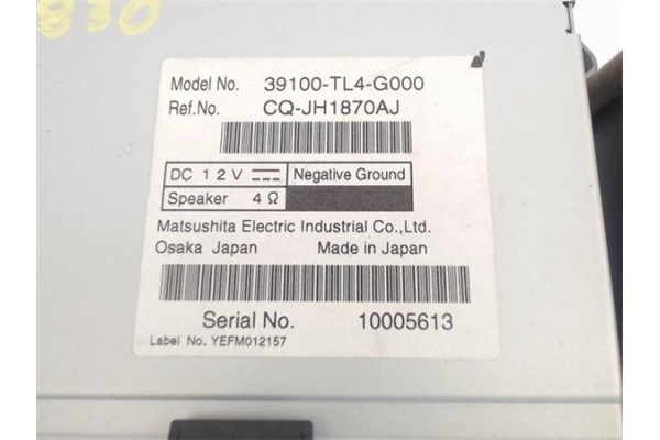 Recambio de radio / cd para honda accord viii tourer (cm_) 2.2 i-ctdi referencia OEM IAM 39100TL4G00  
