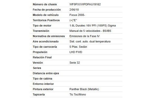 ford focus ii (da_) del año 2010
