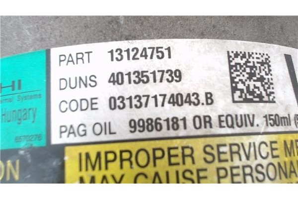 Recambio de compresor aire acond. para opel astra h gtc 1.7 cdti referencia OEM IAM 13124751 03137174043B 