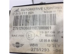 Recambio de faro antiniebla derecho para mini mini (r56) 1.6 cooper d referencia OEM IAM 2751293 0315111001 