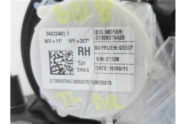 Recambio de cinturon seguridad trasero derecho para jeep renegade (bu) 1.6 limited fwd referencia OEM IAM 34222402A  