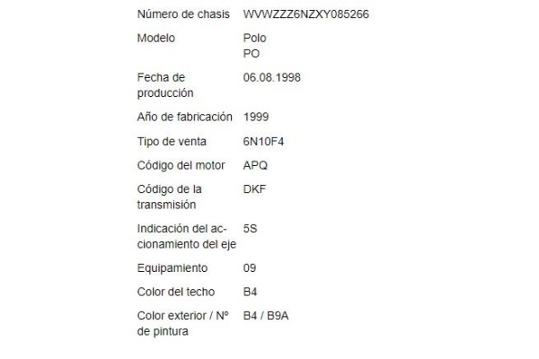volkswagen polo iii (6n1) del año 1998