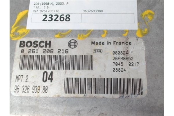 Recambio de centralita para peugeot 206 1.6 i referencia OEM IAM 9632693980 0261206216 