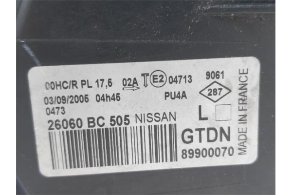 Recambio de faro delantero izquierdo para nissan micra (k12e) 1.2 16v referencia OEM IAM 26060BC505  