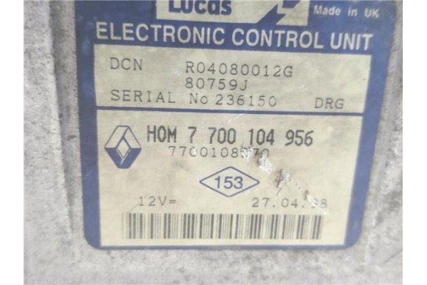 Recambio de centralita para renault kangoo i (f/kc0) d 55 1.9 (kc0d) referencia OEM IAM 7700104956 R04080012G 