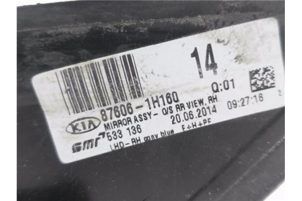 Recambio de retrovisor electrico derecho para kia ceed sportswagon (ed) 2.0 emotion referencia OEM IAM 876061H160  