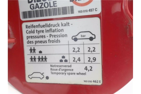 Recambio de tapa exterior combustible para volkswagen golf vi (5k1) 1.6 advance bluemotion referencia OEM IAM 1K0010497C 5K68098