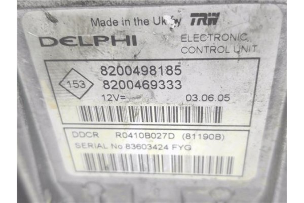 Recambio de centralita para renault kangoo i (f/kc0) 1.5 dci (kc07) referencia OEM IAM 8200498185 8,20E+09 