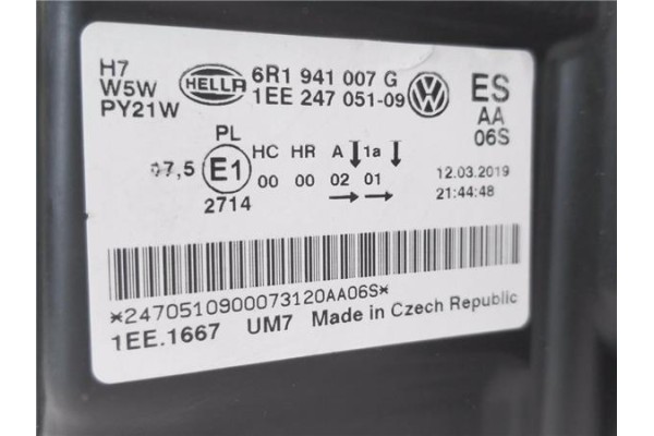 Recambio de faro delantero izquierdo para volkswagen polo v (6c1) 1.4 advance bmt referencia OEM IAM 6R1941007G 1EE24705109 